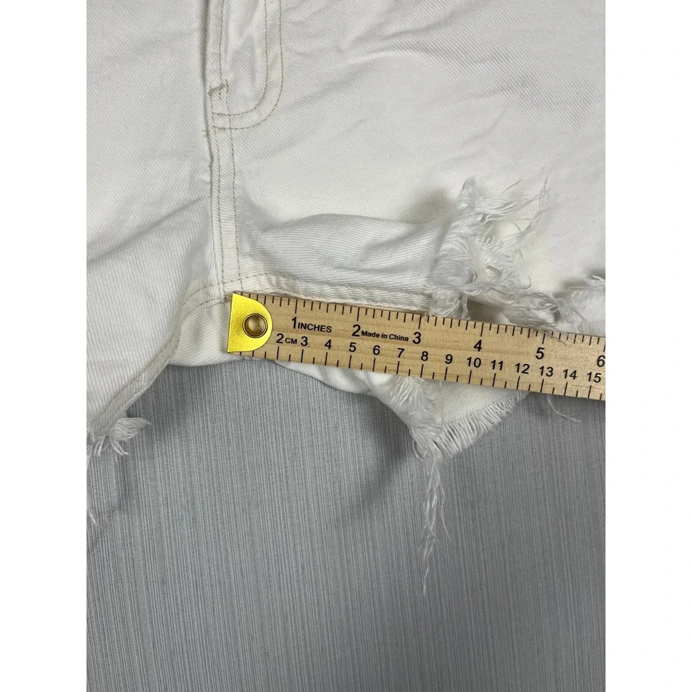 GAP‎ Denim Shorts Womens 2/26 White Stride Short Frayed Hem Distressed Cotton